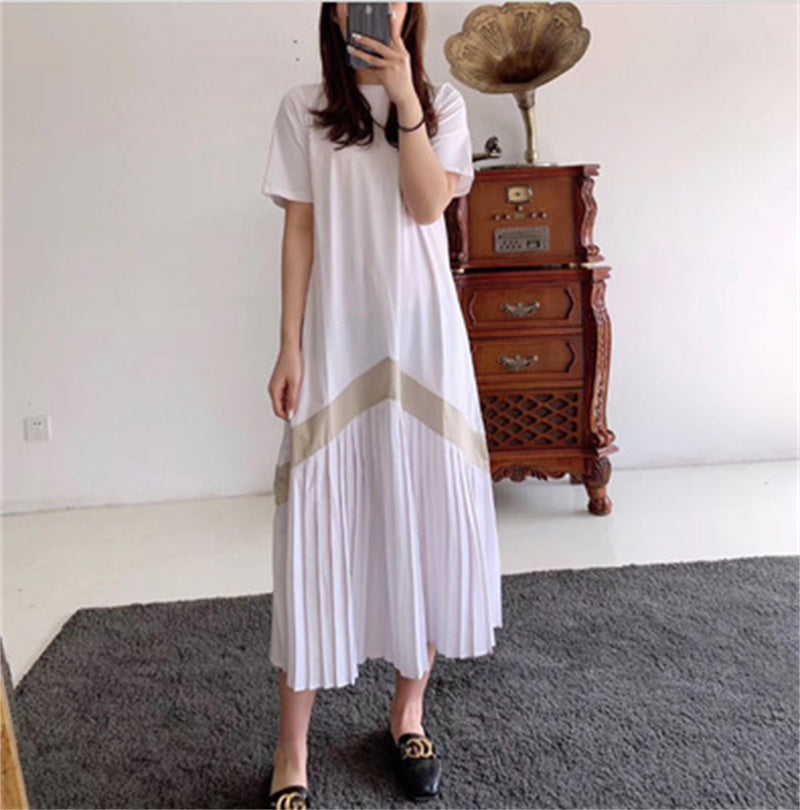 Women's Fashion Knee-length Loose Pleated Dress