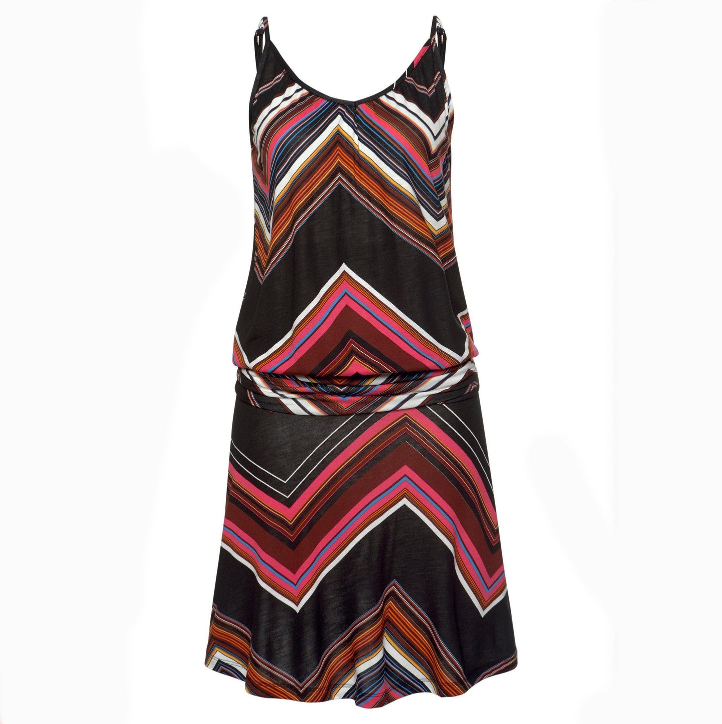 Women's beach dress with loose printed wave pattern