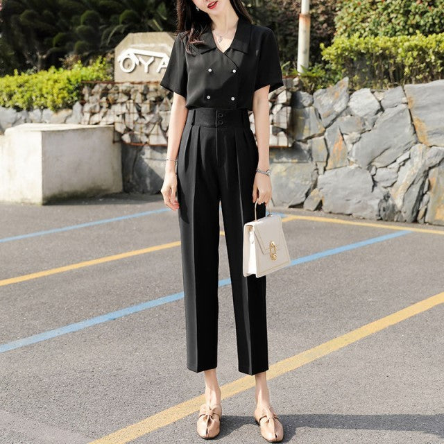 Women's Summer Thin Drape Nine-point Lantern Casual Loose Suit Pants