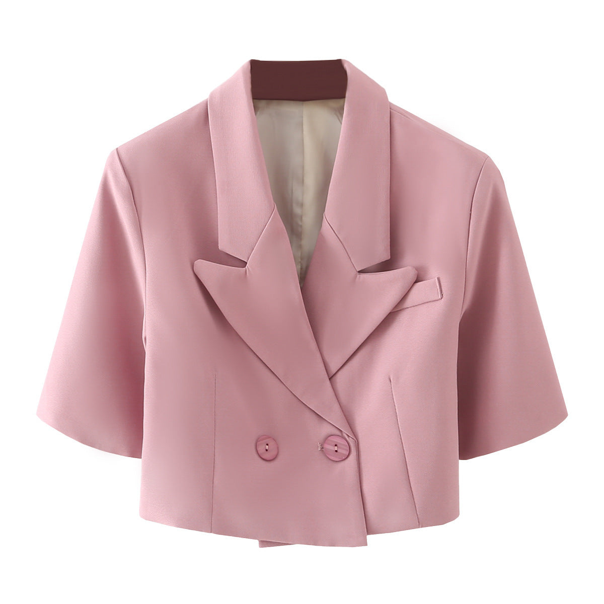 Women's Spring New Pink Short Solid Color Small Suit Jacket