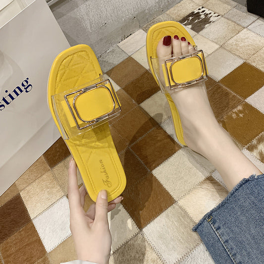 Summer Women's Slippers Transparent PVC Belt