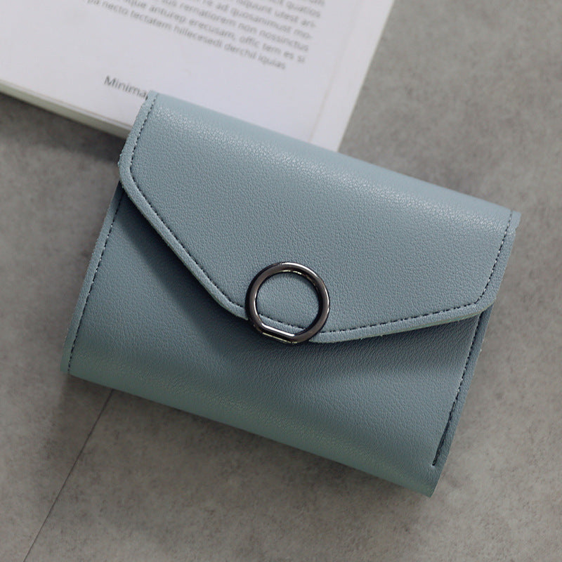 Small Circle Decoration Tri-Fold Simple Buckle Wallet