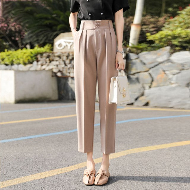 Women's Summer Thin Drape Nine-point Lantern Casual Loose Suit Pants