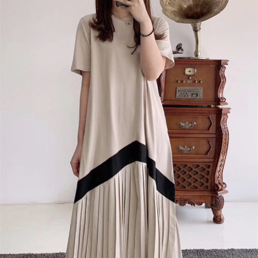 Women's Fashion Knee-length Loose Pleated Dress