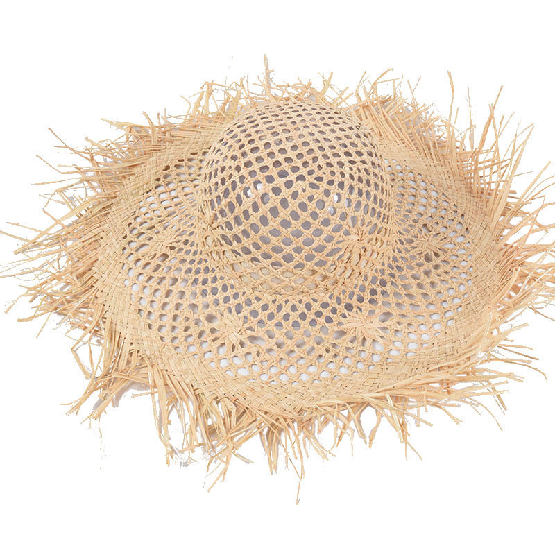 Women's Hand Knitted Hollow Raffia Straw Hat