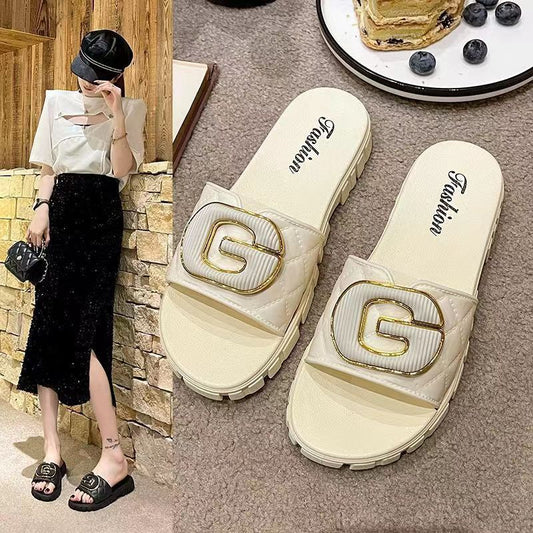 Women's Summer Outdoor Slippers New Non-slip Soft Bottom Internet Celebrity G Buckle Fashion