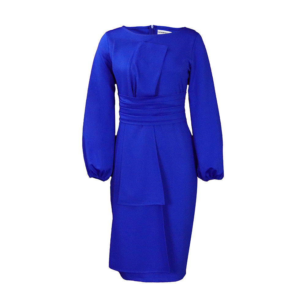 Solid Color Sheath Business Temperament Plus Size Dress