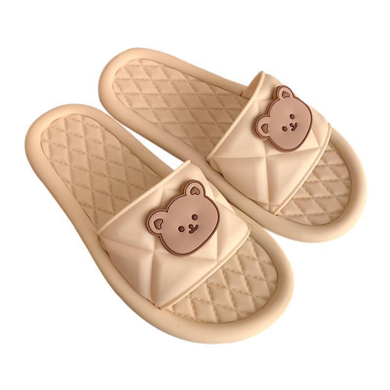 Summer Beach Flip Flops Cartoon Bear Soft Bottom Bathroom Home Slippers