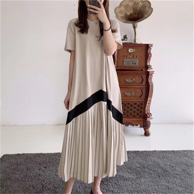 Women's Fashion Knee-length Loose Pleated Dress