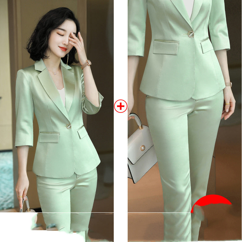 Temperament Goddess Fan Green Korean Style Small Suit