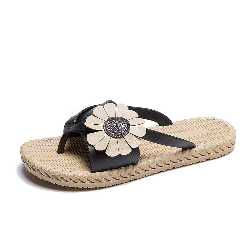 Spring And Summer Flower Flip-flops Women's Outer Wear Fashion Non-slip