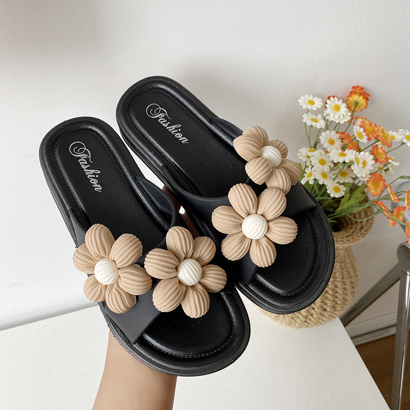 Wind Thick Bottom Sweet Fashion Vacation Flower Slippers