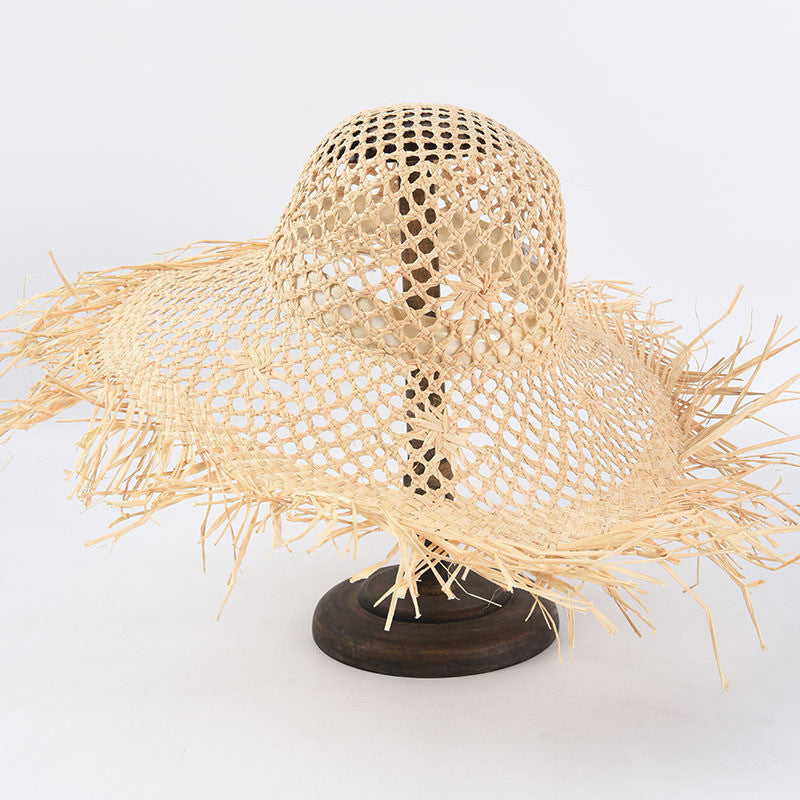 Women's Hand Knitted Hollow Raffia Straw Hat