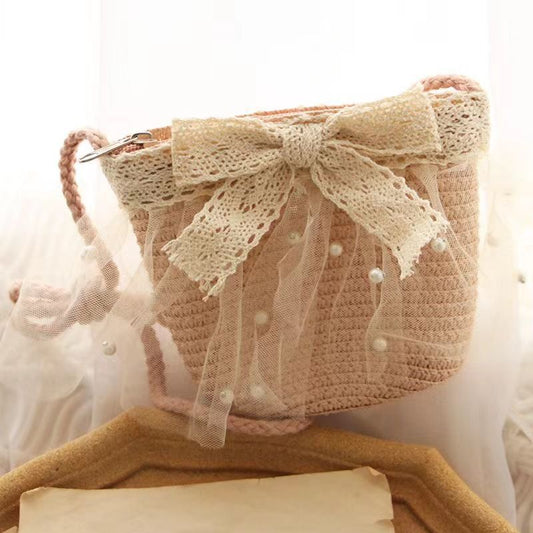 Sweet Bowknot Lace Bag Handmade Pearls