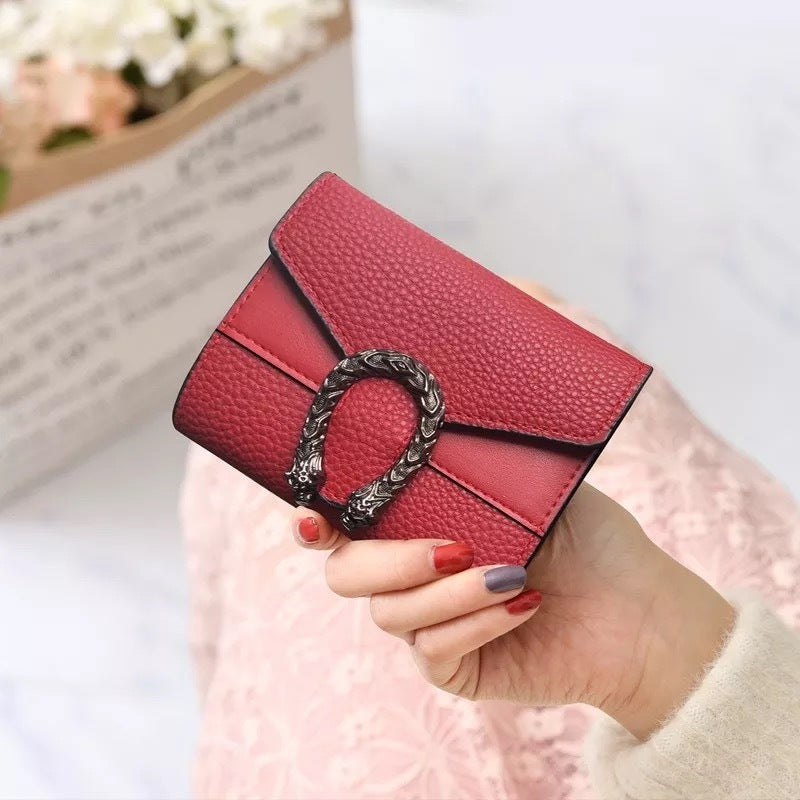 Women's Short Splicing Leather Wallet