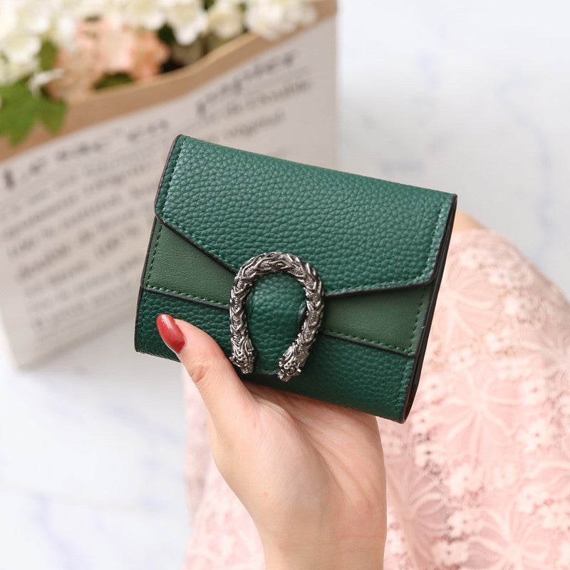 Women's Short Splicing Leather Wallet