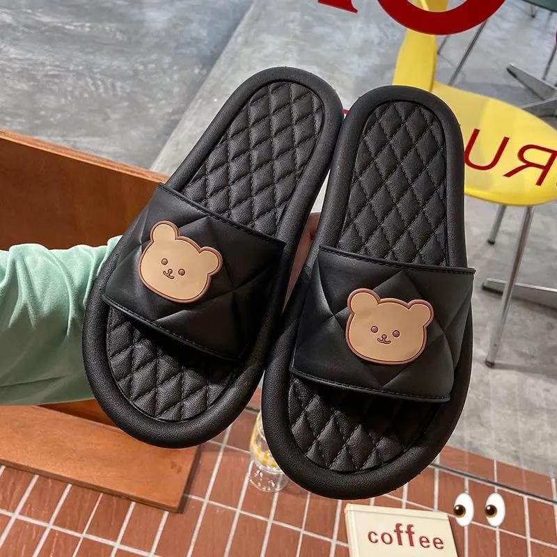 Summer Beach Flip Flops Cartoon Bear Soft Bottom Bathroom Home Slippers