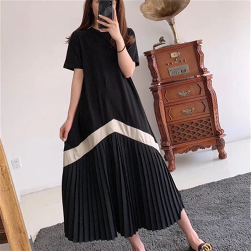 Women's Fashion Knee-length Loose Pleated Dress